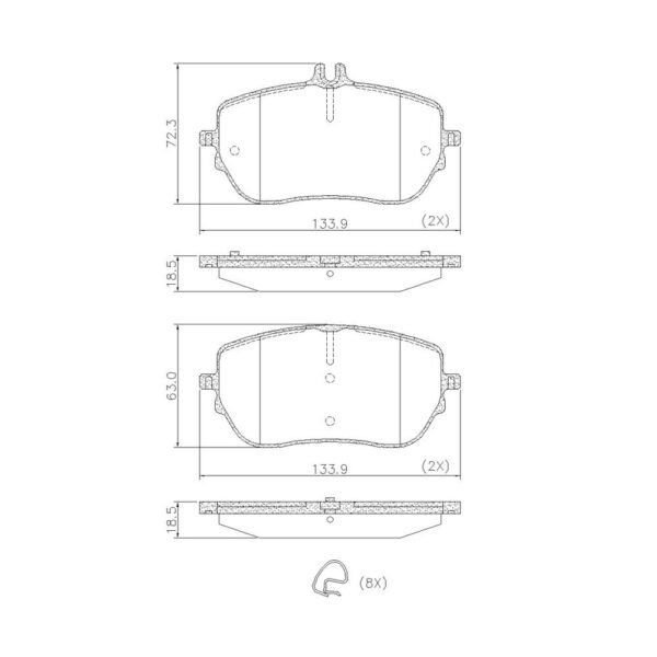 PASTILHA FREIO DIANTEIRA PARA MB A200 MT 1.3 16V 2019 A 2023