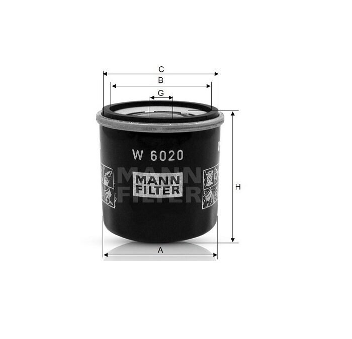 FILTRO OLEO MOTOR MANN PARA ETIOS 1.3 16V 2012/.. FLEX W6020