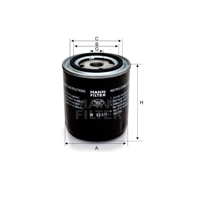 FILTRO OLEO MOTOR MANN PARA UNO MILLE 1993 A 1995 W9231