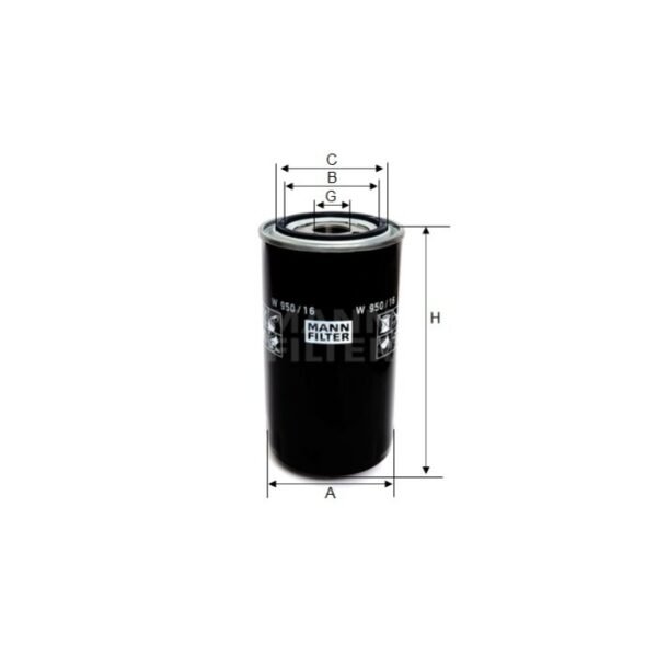 FILTRO OLEO MOTOR MANN PARA CARGO 1721 MT 6BTAA W950/16